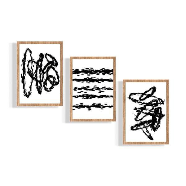 Set of 3 White Black Line Art Prints_Artsford Studios