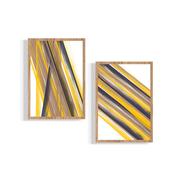 Set of 2 Yellow Blue Line Art Wall Print_Artsford Studios