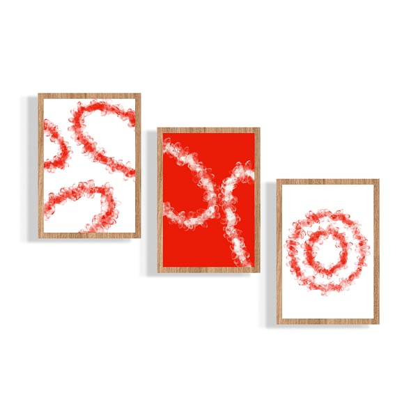 Set of 3 Red Line Art Abstract Circles Prints_Artsford Studios