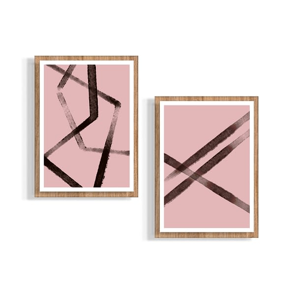 Set of 2 Pink Black Line Art_Artsford Studios