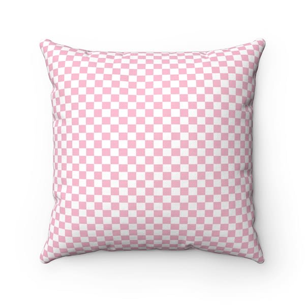 Dual Design Pink Plaid Pillow Case_Artsford