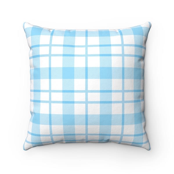Baby blue plaid Pillow Case_Artsford
